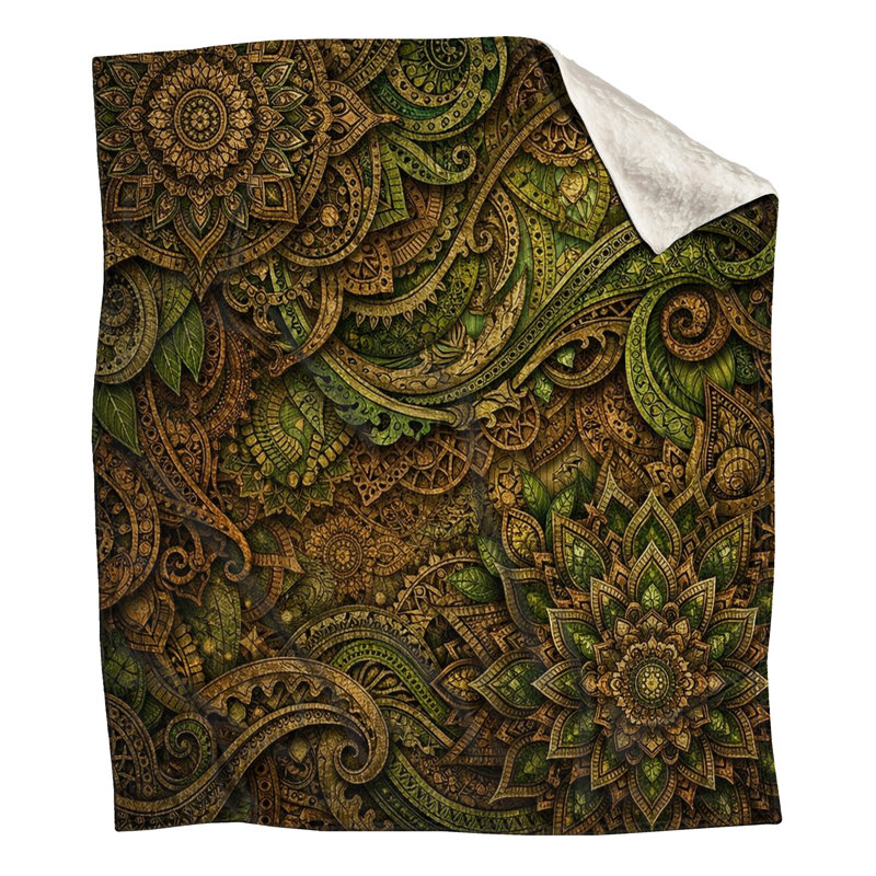 Couvertures complexes de feuilles de mandala, L 60 po x H 80 po