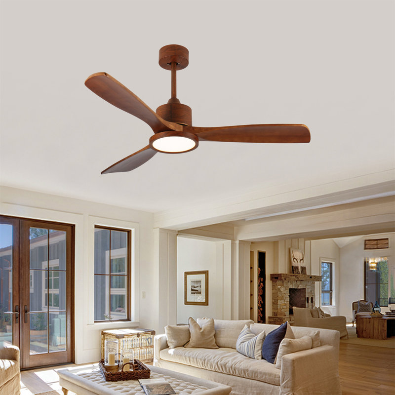 Ventilateurs de plafond en bois 52 pouces avec lumières et télécommande