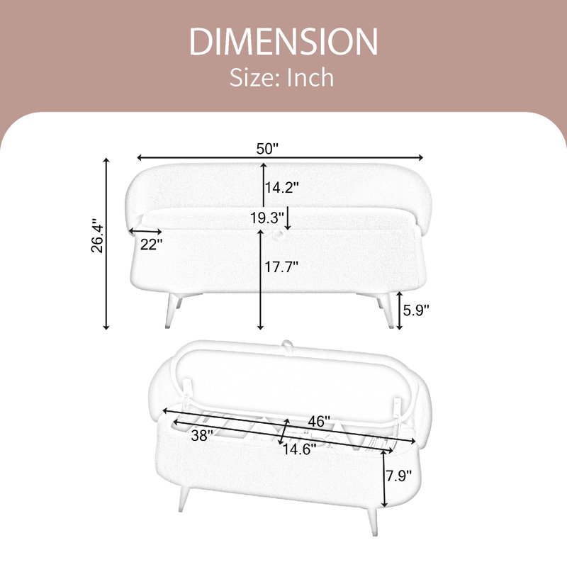 Umesh Upholstered Storage Bench, Pink