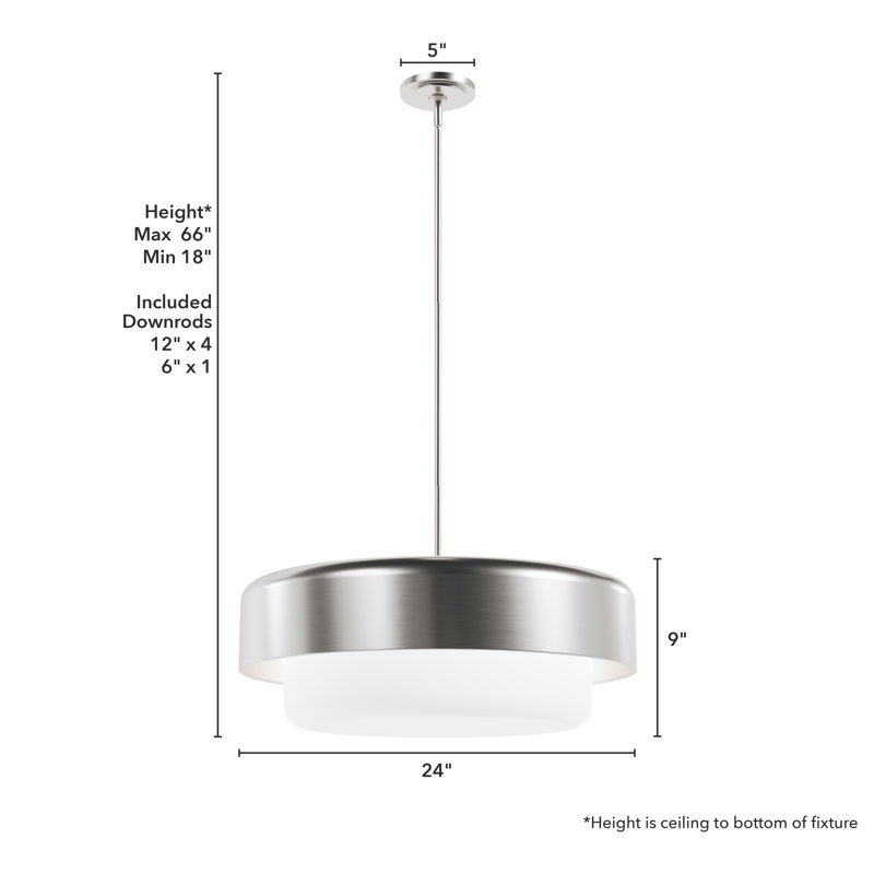 4 - Light Drum Drum Pendant, Brushed Nickel