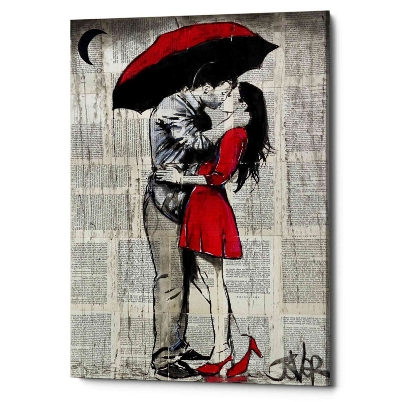 «Red Rainy Love» par Loui Jover, art mural sur toile, H 26 po x l 18 po x P 1,25 po
