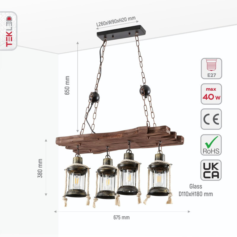4 - Light Kitchen Island Chandelier