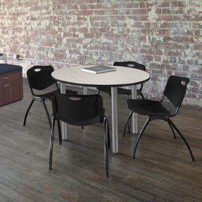 Kee Round Breakroom Table Top, 4 M Stack Chairs