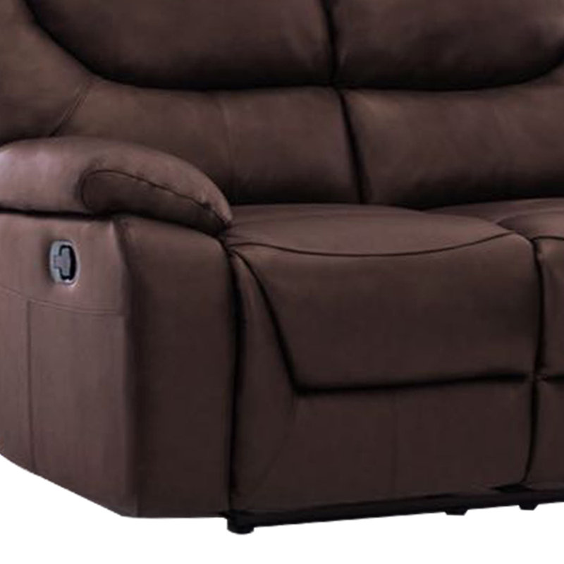 Candeloro 60.5'' Upholstered Reclining Loveseat, Brown Leather Match