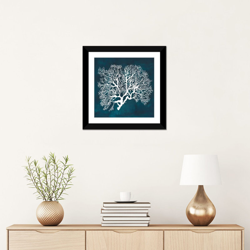 «Inverse Sea Fan III», impression sur toile, H 16 po x l 16 po x P 1 po, Papier d'art encadré noir, Blanc