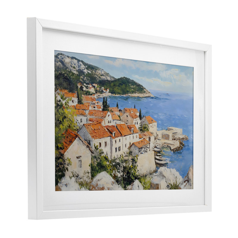 Coastal Town, impression par Franklyn Gregory, H 14 po x l 20 po, Cadre blanc côtier