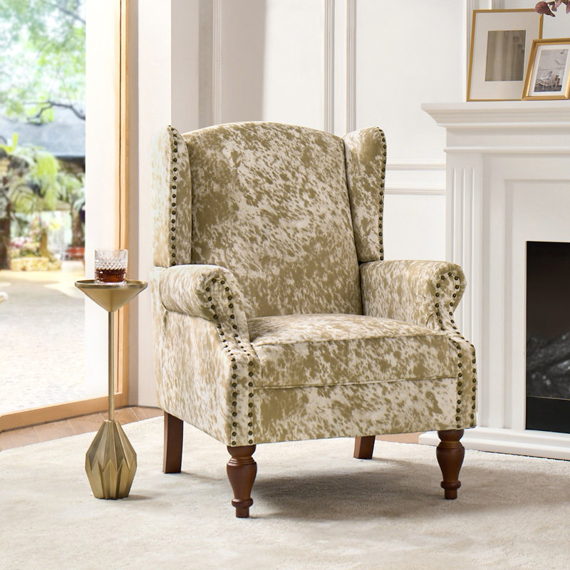 Anndi Upholstered Wingback Accent Chair, Cheetah Chenille