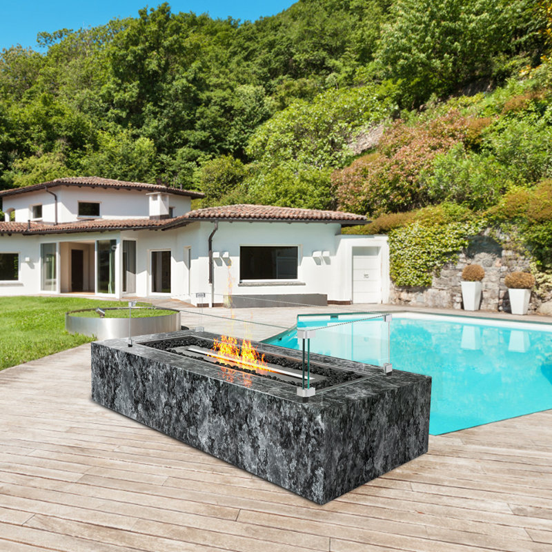 Rectangular Tempered Glass Wind Guard for Fire Pit Table