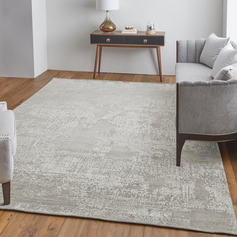 Eastfield Wool Abstract Area Rug in Ivory, Rectangle 9' x 12'