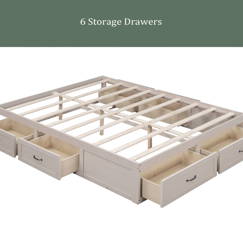 Raffaelo Platform Storage Bed, Antique White, Full / Double
