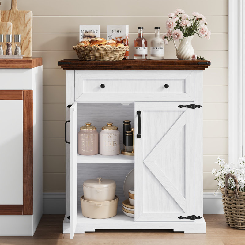 Buffet de 27,6 po de largeur avec tiroir, armoire 2 portes avec tablette réglable pour le couloir, le salon, la salle à manger