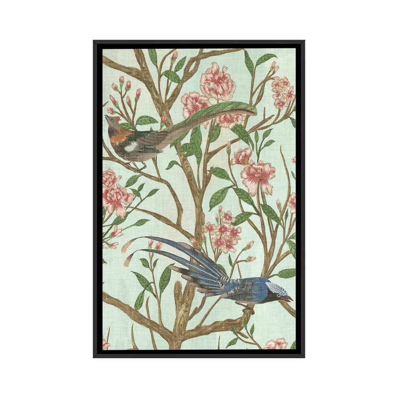« délicat chinoiserie ii », reproduction d’impression sur toile, H 26 po x l 18 po x P 1,5 po, Toile avec cadre noir