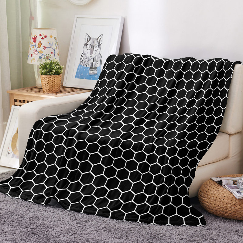Jeté ultra moelleux ultra doux en nid d'abeille, Noir