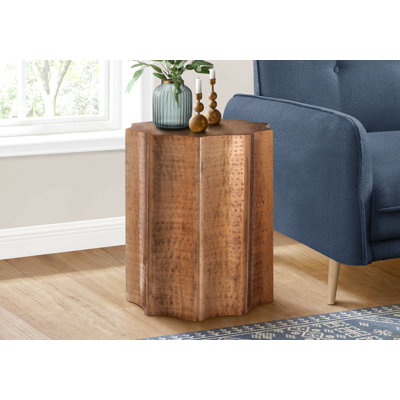 Table d'appoint, tambour, côté, bout, table de chevet, lampe, salon, chambre à coucher, cuivre métallique, contemporain, moderne