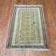 Tapis beige / vert à motif géométrique en laine tissé à plat à la main 3 pi 2 po x 4 pi 8 po