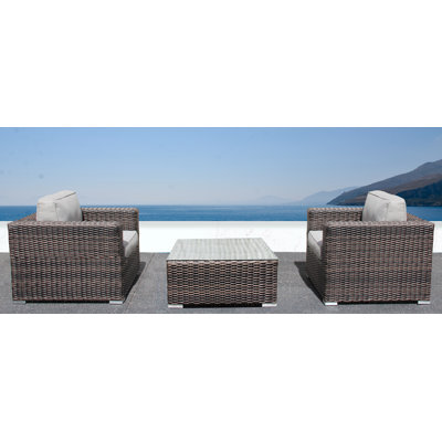 Ensemble de conversation pour 2 personnes avec coussins Commodore Rattan Wicker