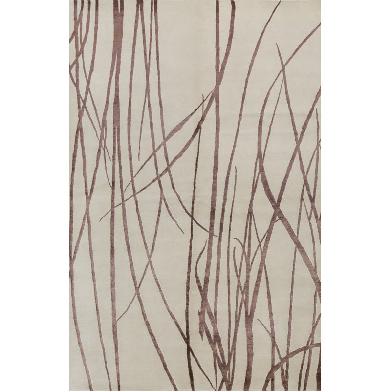 Tapis beige et brun noué à la main de haute qualité