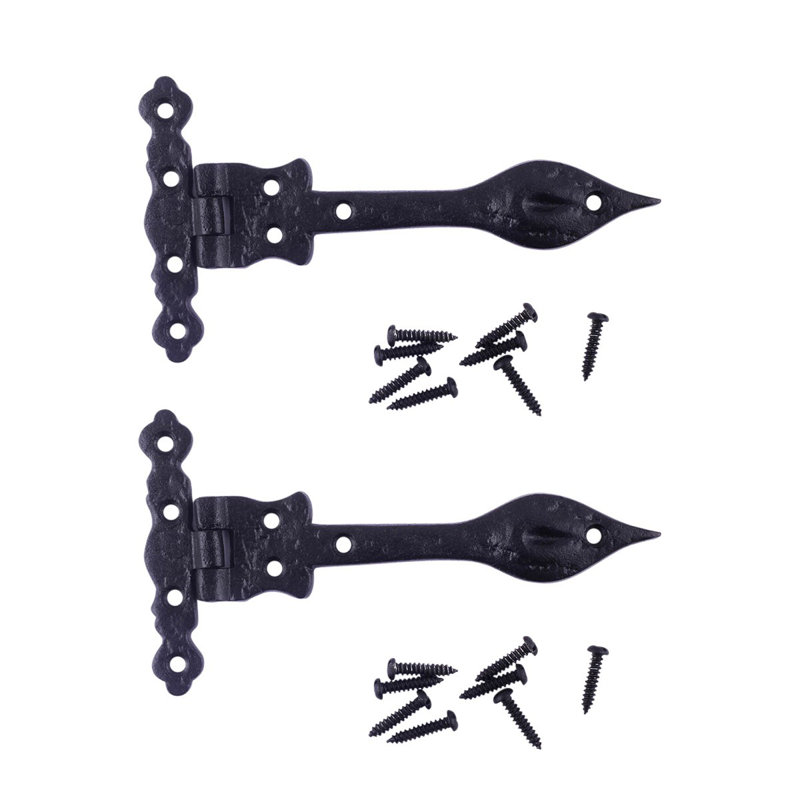 6" Black Wrought Iron Spear Tip Strap Hinge