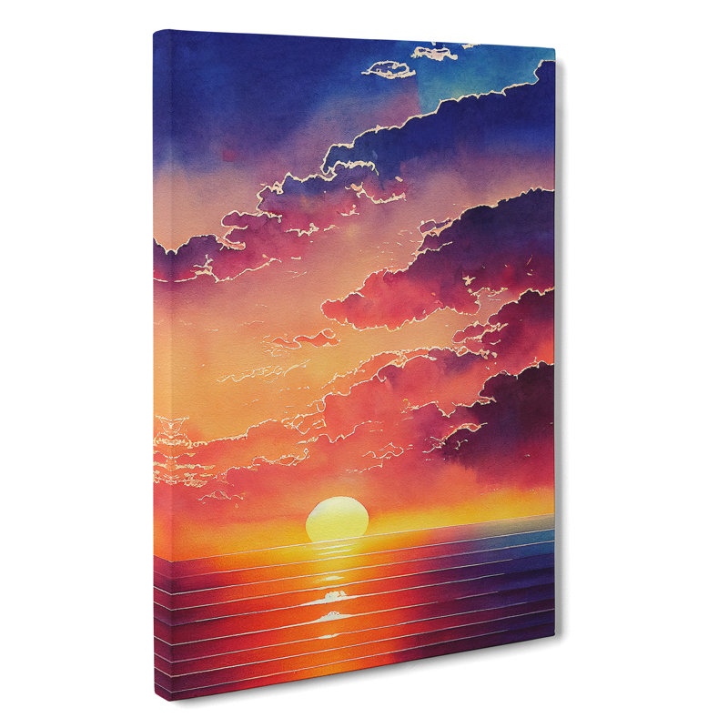 Ravishing Ocean Sunset - Wrapped Canvas Painting, 60cm H x 40cm W x 3cm D