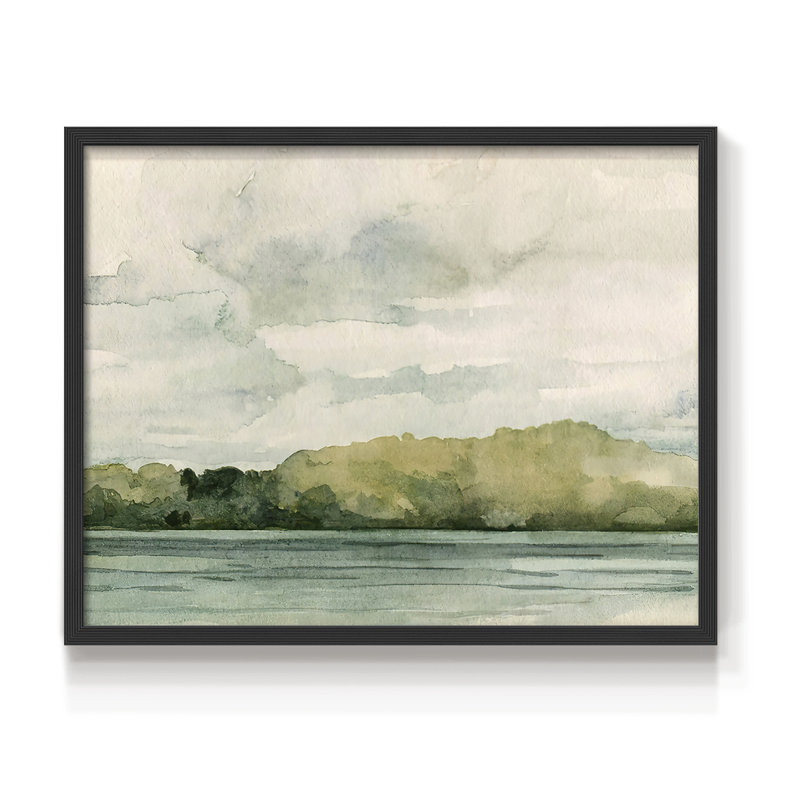 Riverside I - Reproduction encadrée - Restickable, H 11 po x l 14 po, Noir, noir, noir, noir
