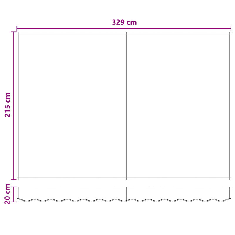 VidaXL Polyester Cover Retractable Fabric Replacement, Does Not Applycm H x 329cm W x 215cm D