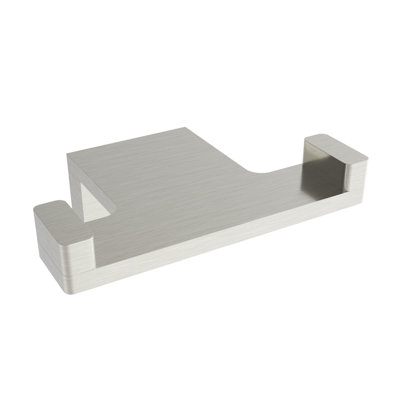Ash Wall-Mounted Double Towel Hook - Brushed Nickel, Premium Brass Construction, Installation Hardware Included