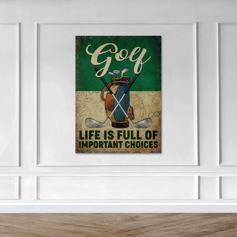 Golf clubs - Life Is Full Of Importants Choix - Reproduction d'art graphique rectangulaire sur toile tendue 1 pièce