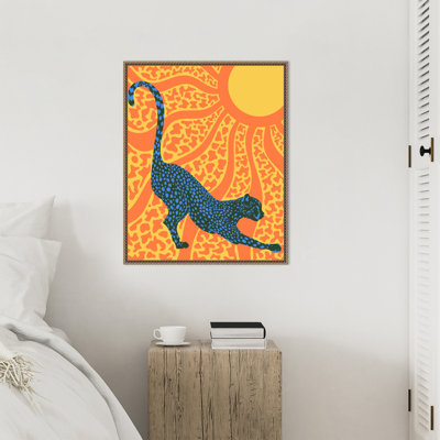 Sunny Stripes Cheetah Stretch by Mauriello Framed Canvas Wall Art Print