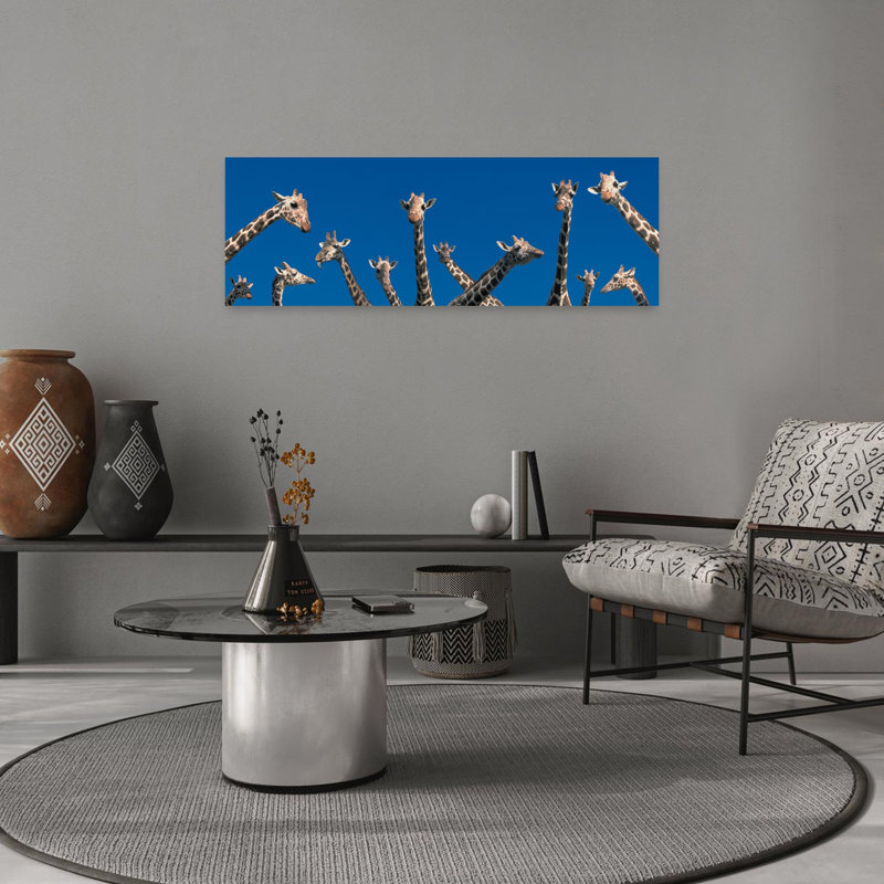 Art mural contemporain girafe, H 12 po x l 36 po