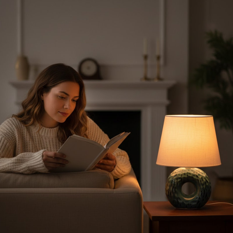 Modern Eads Ceramic Table Lamp – Stylish & Sophisticated Handcrafted Accent Lighting for Bedside, Living Room or Office