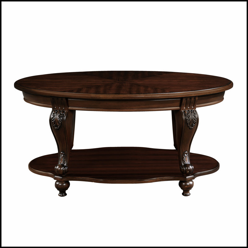 Ensemble de table basse de salon avec finition vieillie, pieds en cabriole classique et placage résistant à la chaleur pour les petits espaces