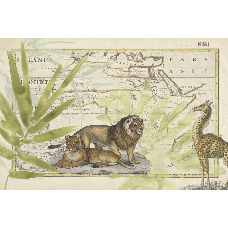 Sophisticated Safari Map I by June Erica Vess - Wrapped Canvas Print, 30 cm H x 46 cm W