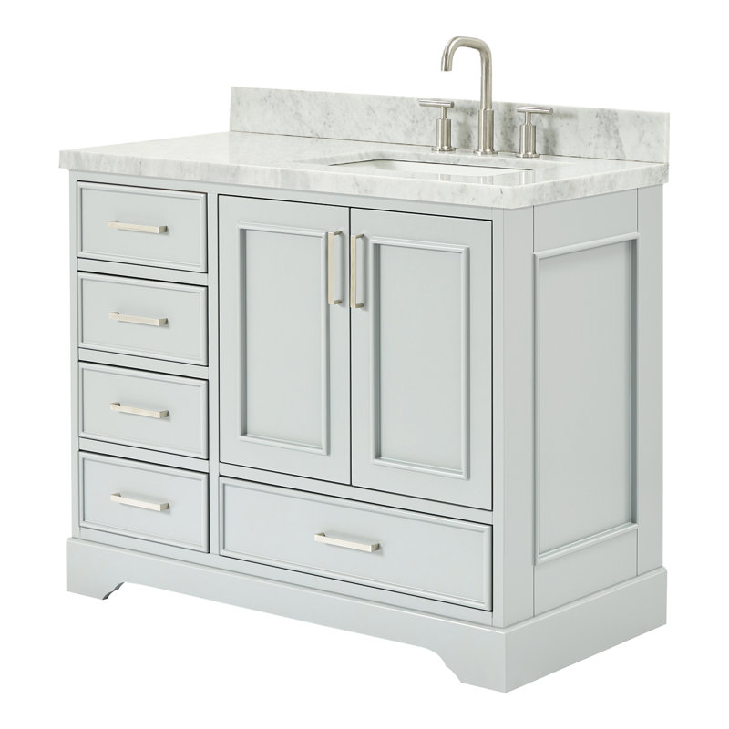 Ensemble de meuble-lavabo simple 43 po Abshire, Nickel brossé, Gris