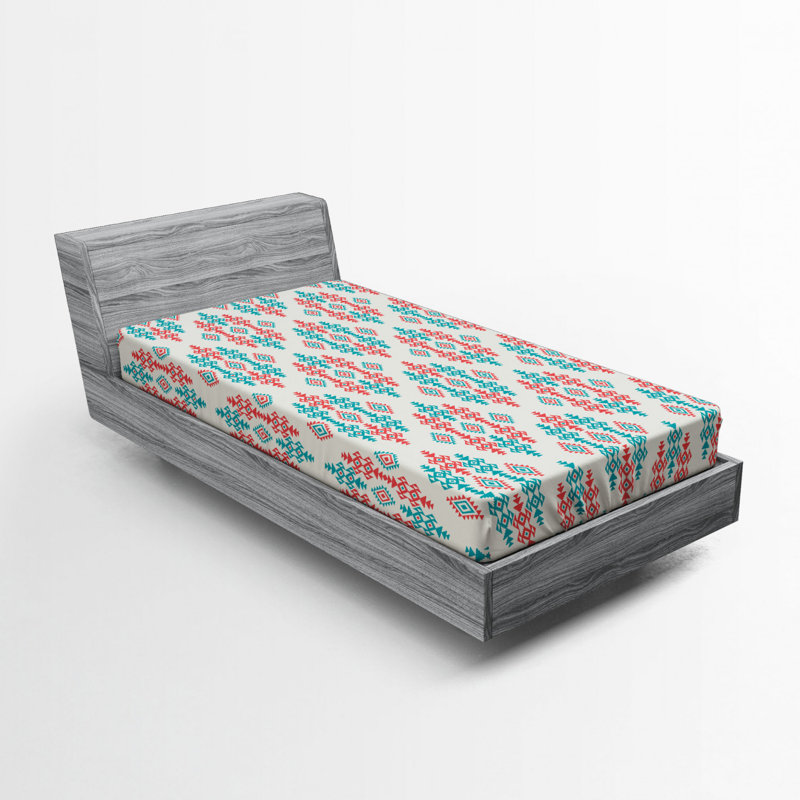 Microfiber Geometric Fitted Sheet, Twin Fitted Sheet