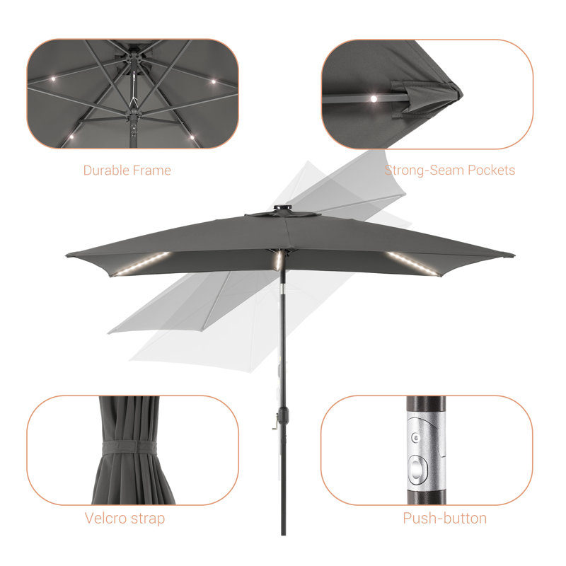Parasol de marché rectangulaire 9 pi x 6 pi Sayaf, Gris