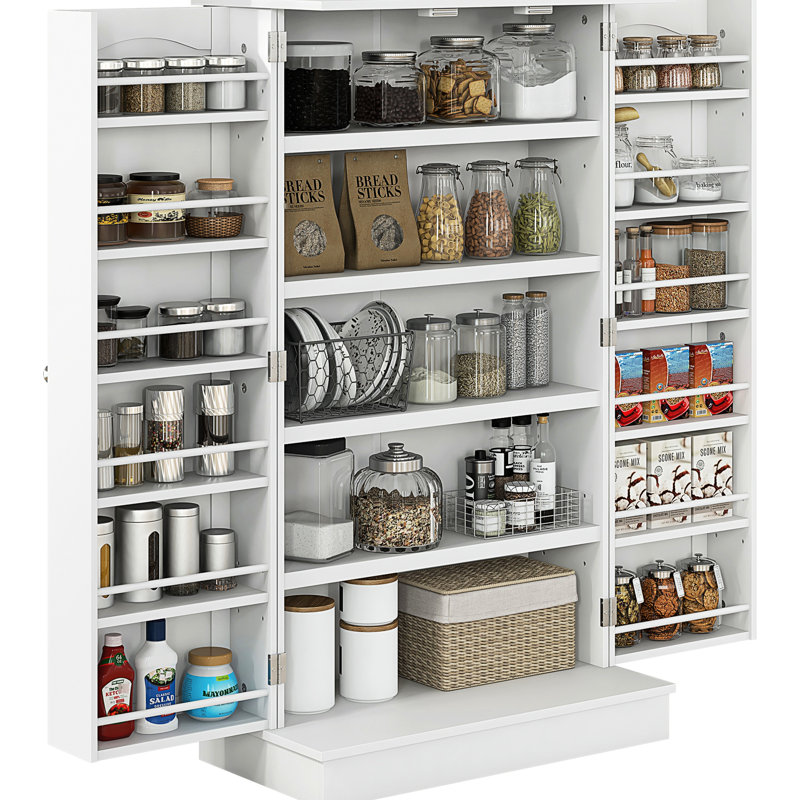 Armoire de cuisine à 5 tablettes avec 12 épices - Gardez vos plats, livres de cuisine, casseroles, poêles à l'intérieur