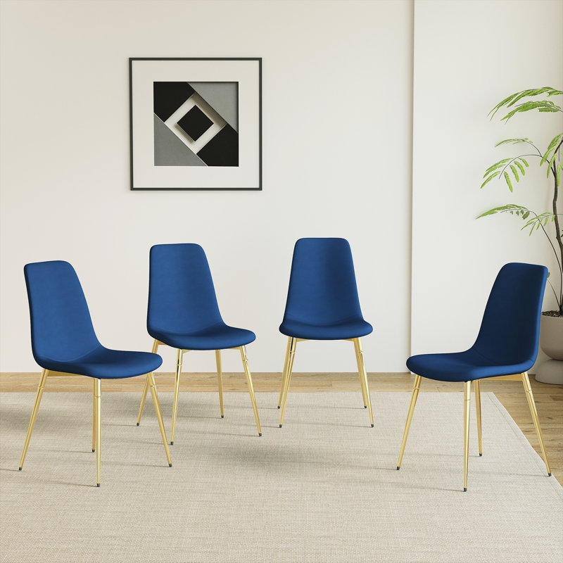 Chaise d'appoint en velours 19,3 po H , Doré, Bleu