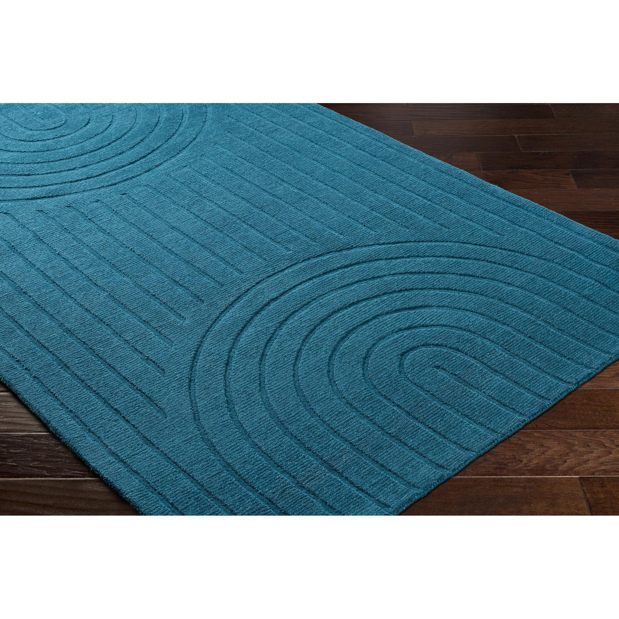 Quintessa Handmade Wool Blue Rug, Rectangle 2' x 3'