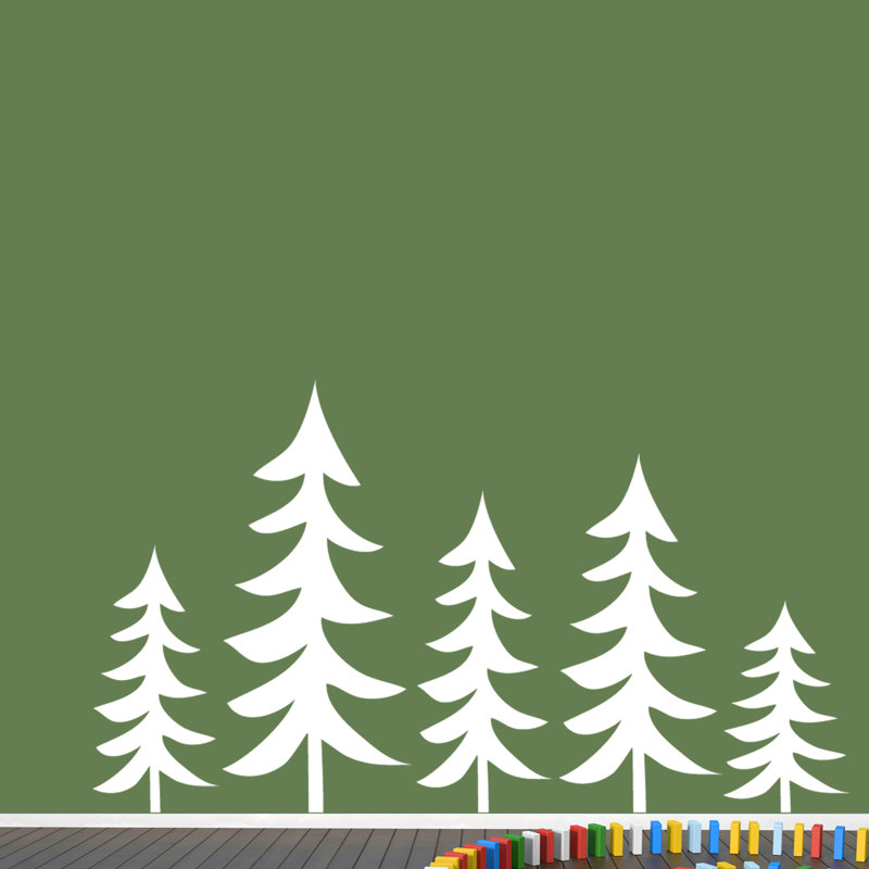 Décalcomanie murale arbres pin, Blanc