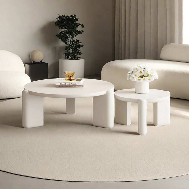 Coffee Table with Thickened Wooden Top, 14.96'' H x 31.49'' L x 31.49'' W, White