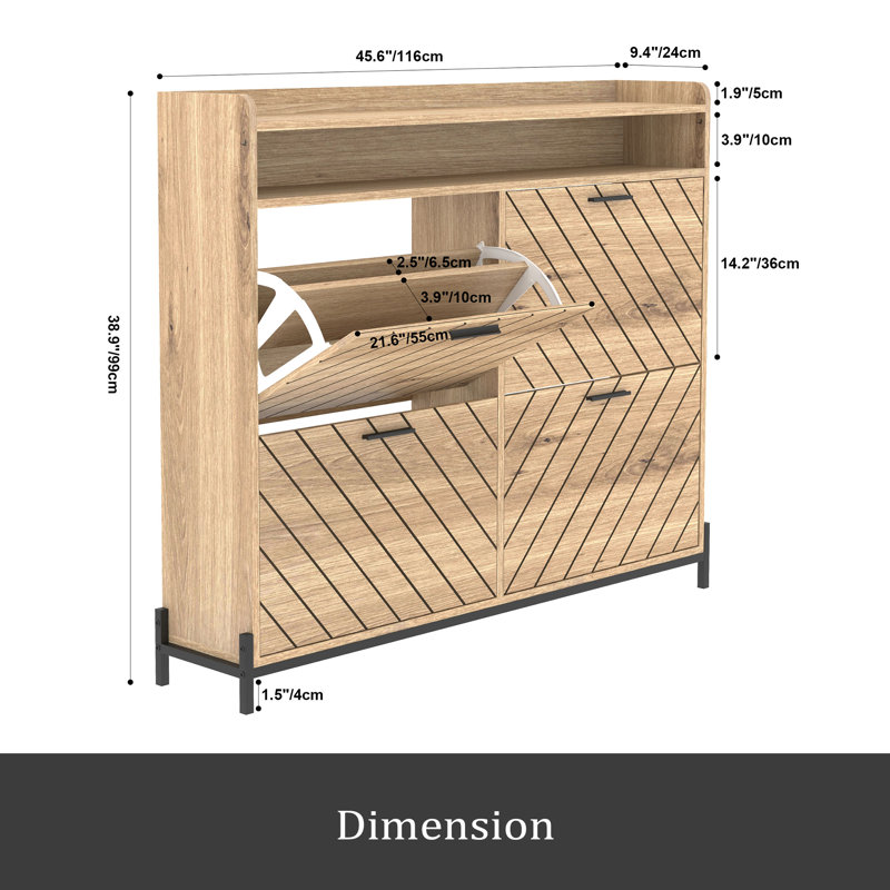 Shoe Cabinet/Shoe Rack Cabinet/Shoe Rack Organizer Cabinet, Driftwood/Black