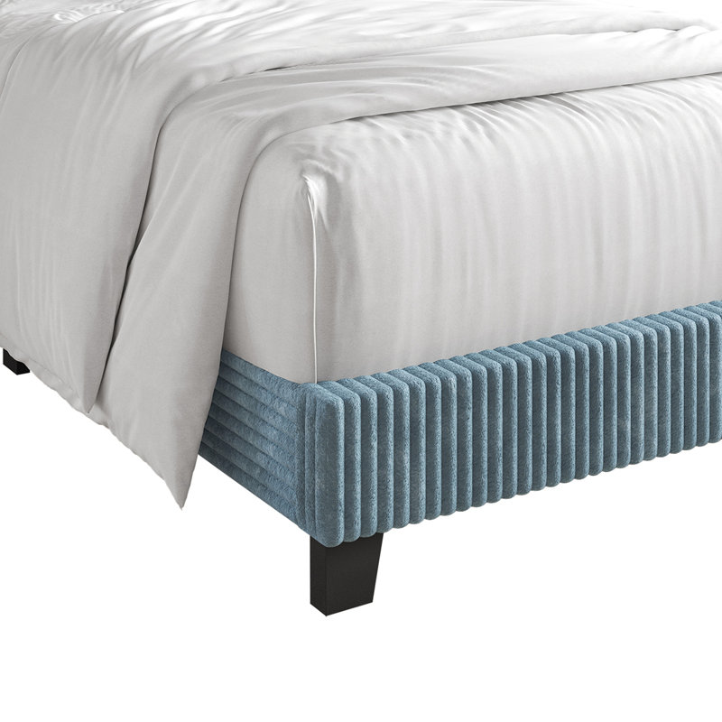 Lit tapissier en velours Pravesh, Simple, Bleu clair