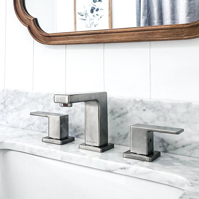 Robinet de salle de bain espacé avec ensemble de bonde Lulani, Nickel brossé