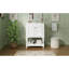 Meuble-lavabo de luxe moderne 24 po avec lavabo en céramique, armoire de salle de bain avec tablette ouverte et rangement fermé