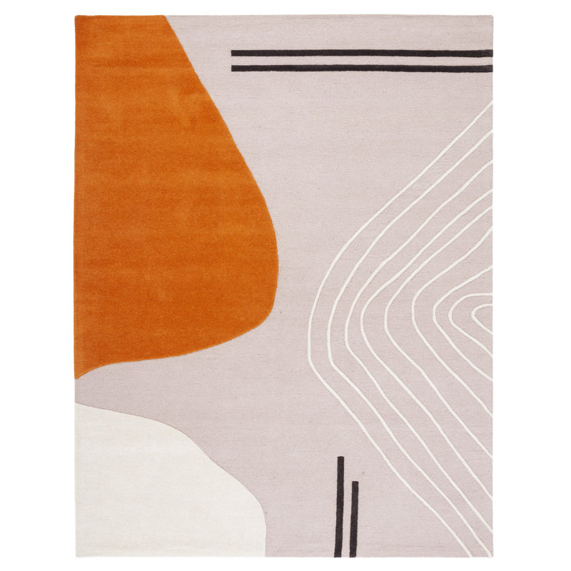 Tapis ivoire / rose clair en laine fait à la main Felipe, Rectangle de 11 pi x 15 pi