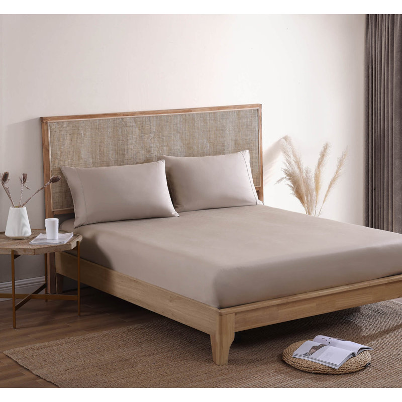 Natural Premium Bamboo Machine Woven Flat Sheet, Full / QueenFlat Sheet, Taupe