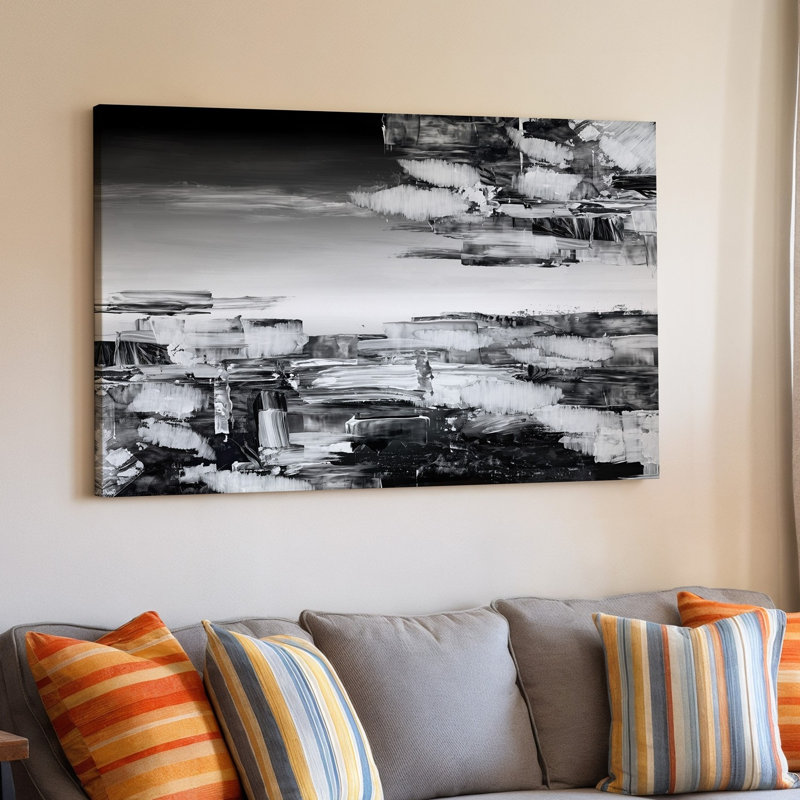 Reproduction d'art sur toile, "Mon art abstrait", avec une combinaison dynamique d'art mural noir blanc et nuances de gris