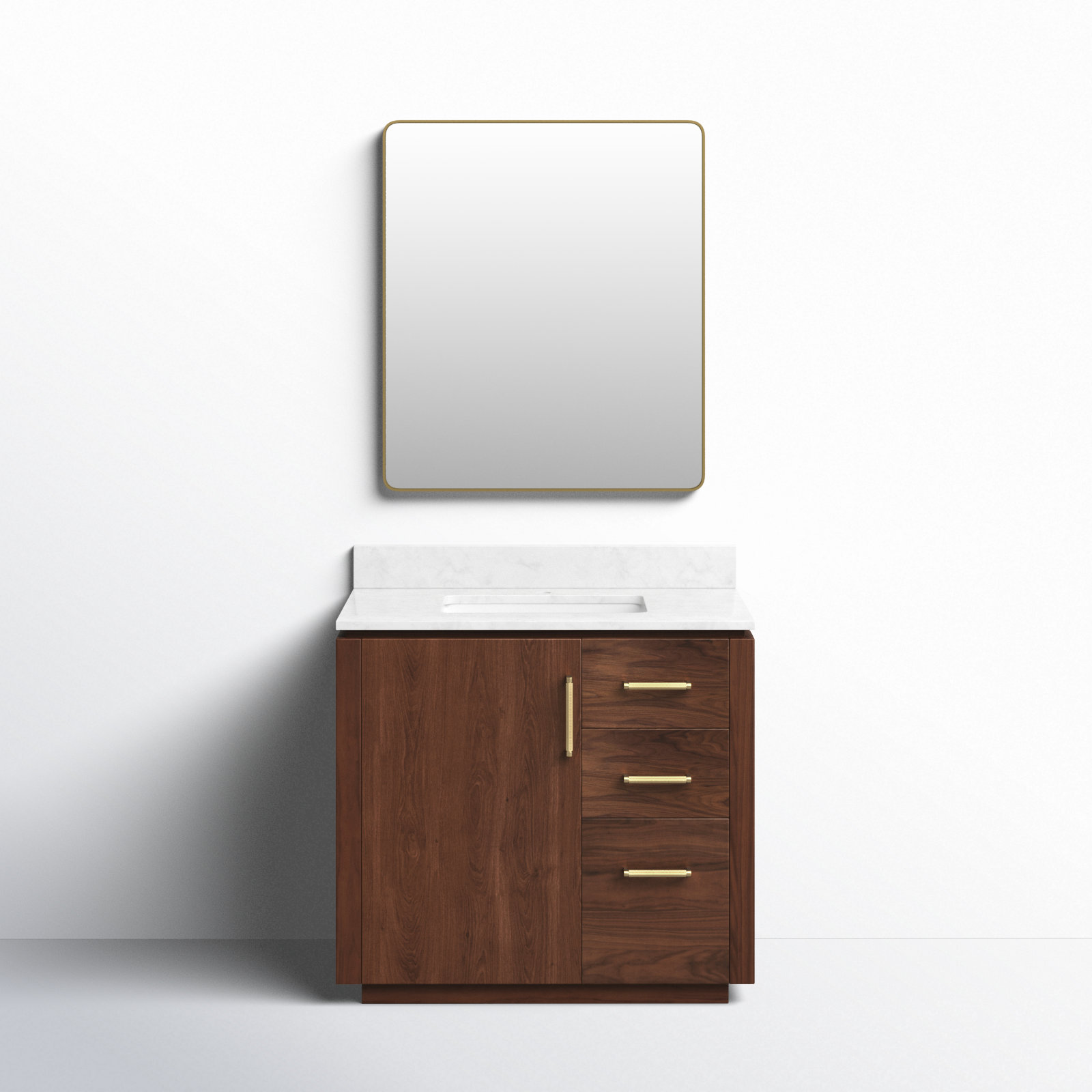 Cloverfield 36'' Single Bathroom Vanity, Natural Walnut, Gold