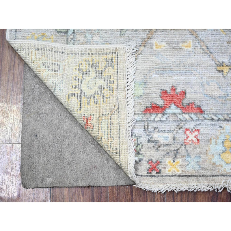 Tapis de couloir gris en laine noué à la main 3 pi 1 po x 10 pi 6 po Angora Oushak E2BA8139C990432A887DD956FA024353