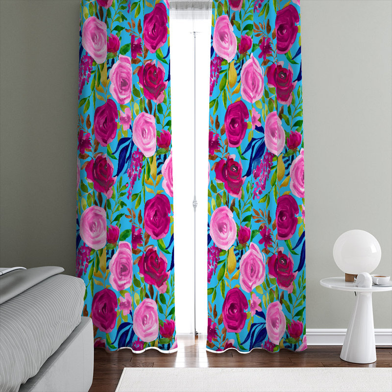 Panneaux de rideaux semi-transparents à motif floral, L 56 po x L 78 po